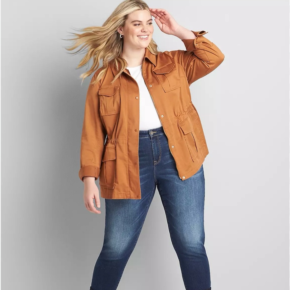 Lane Bryant Stretch Cargo Utility Jacket Rust Size 20